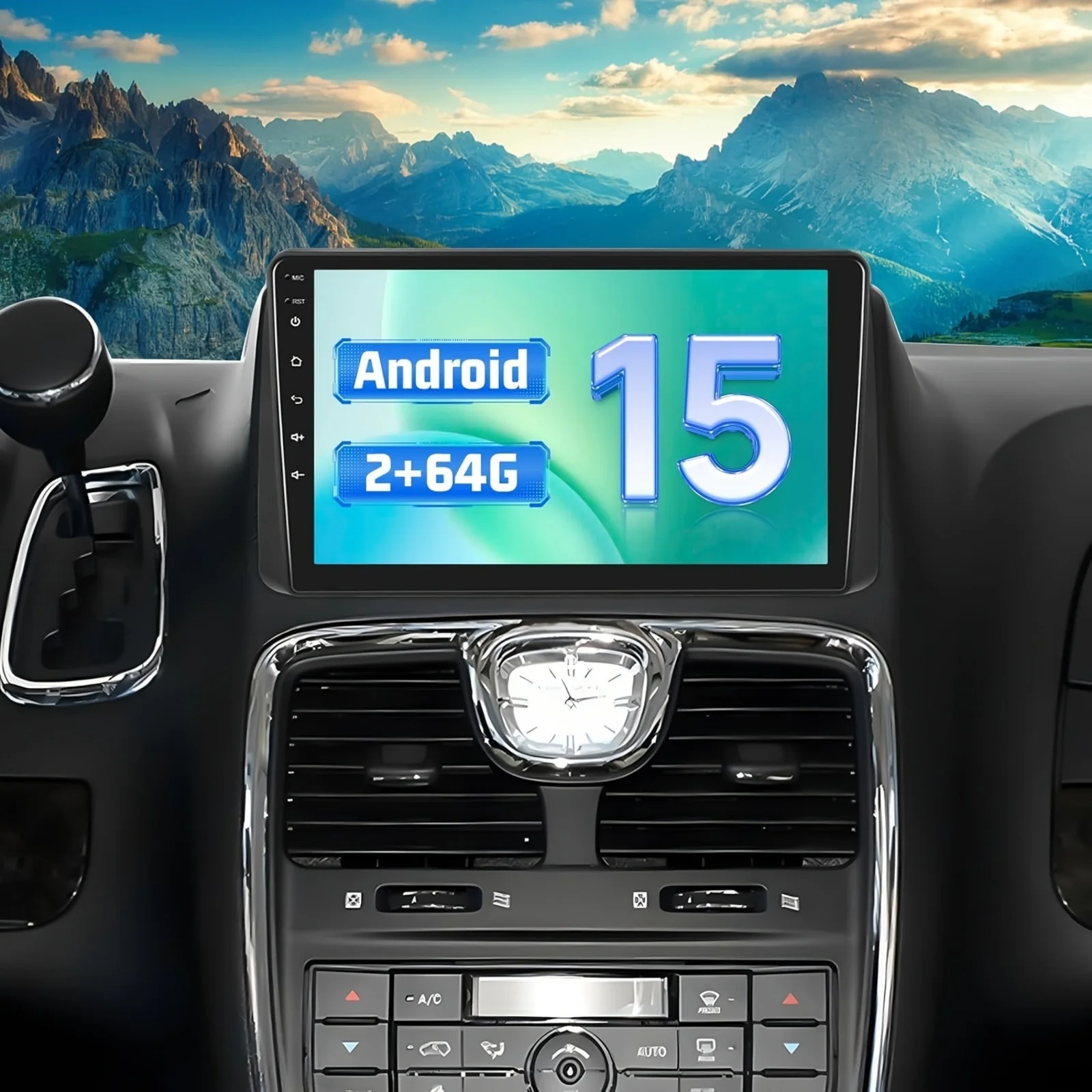 2+64G Car Stereo Radio 9-inch Android 15 GPS Navi Head Unit Fit for Carplay/Android Auto SWC Car Player Compatible for Grand Caravan 2011-2020 Chrysler Town and Country 2011-2016 Grand Voyager 2011-2015