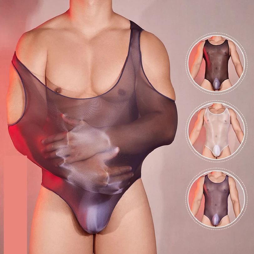 

Sexy Tight High Elastic Shiny Thin Transparent Men's Bodysuit New Model Breathable Comfortable Underwear for Adults