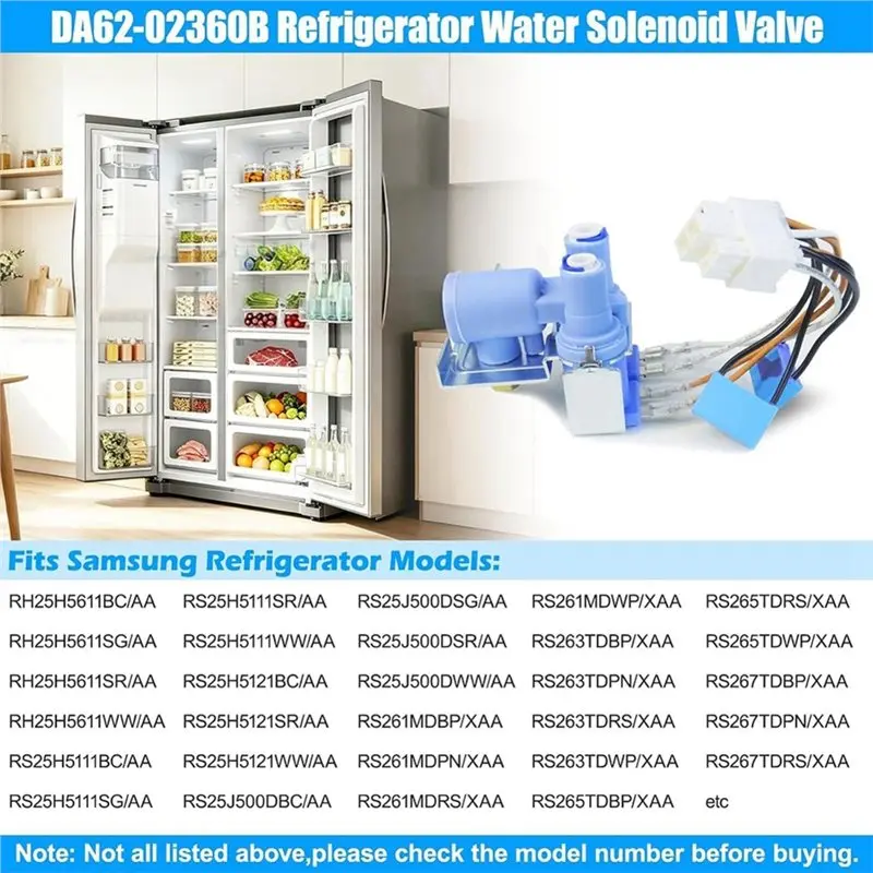 N85R-For Fridge Refrigerator Water Inlet Valve DA62-02360B DA62-02291D- Models 2034646 RS263TDBP RS25H5111SG AP4926345