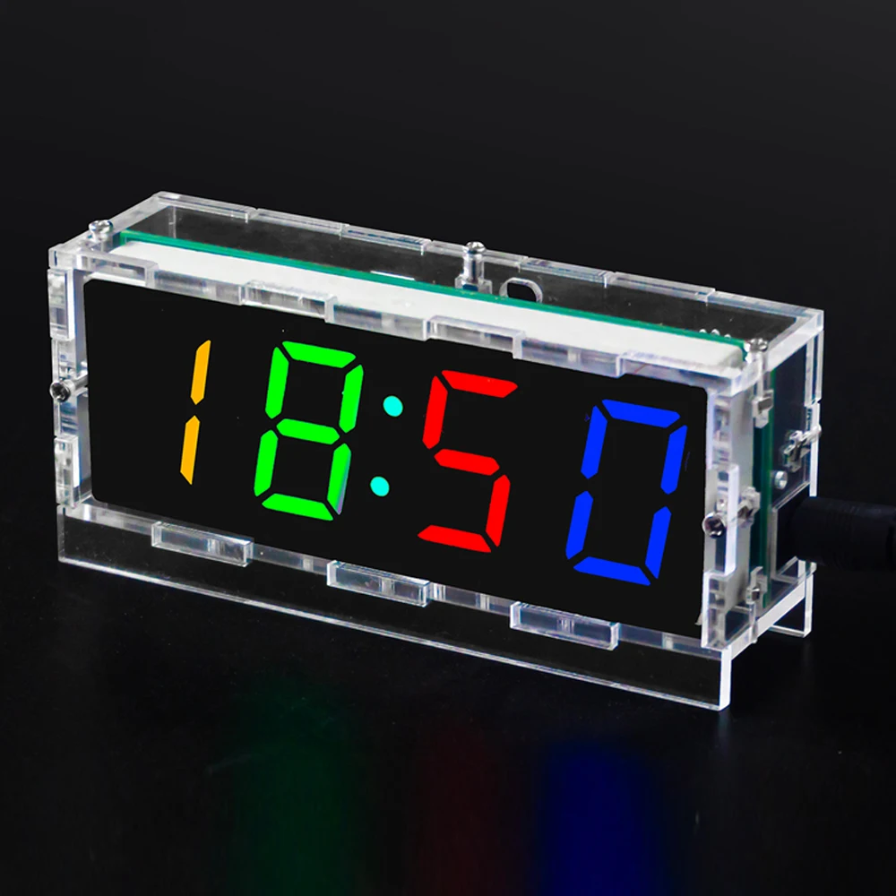 Obrázek 4: DIY pestrý digitální hodiny volné částí pájení souprava RGB jednočipový počítač hodiny pájení bilanční rok spojování učení stejnosměrný 5V