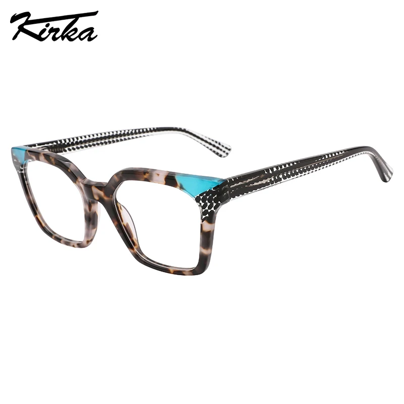 

Kirka Female Acetate Cat Eye Laminating Colors Bending Piece Optical Frames Prescription Lens Dotted Temples Glasses WD4224