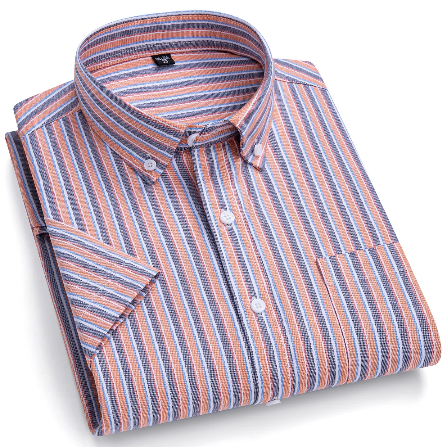 

New fashion korean popular clothes PLus size 6XL 100%cotton oxford summer short sleeve shirts for men plaid casual striped tops