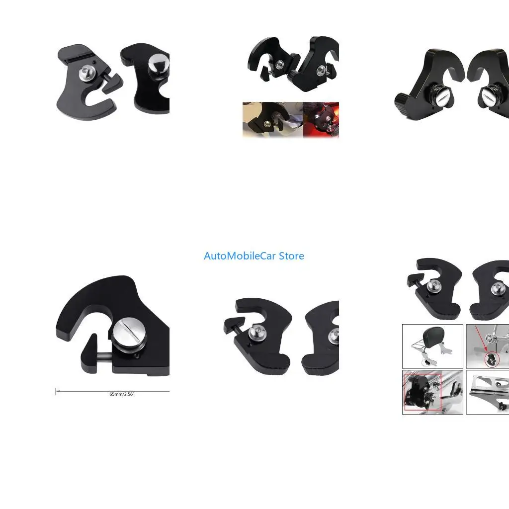 G8TE 1 Pair Motorcycle Backrest Detachable Locking for 883 CNC-Aluminum Rotary Sissy Bar Luggage Rack Latches-Clips