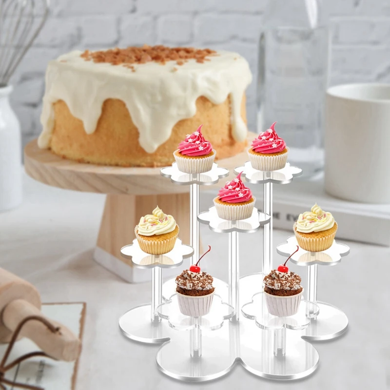 Dudukan Display akrilik untuk angka, peninggi layar 7 tingkat untuk koleksi, dudukan cupcake akrilik untuk tampilan permen kue
