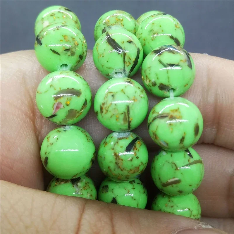 Wholesale Spacer Beads for Bracelet Making Nature Gold Thread Shell Turquoise beads Round Bead Jewelry Handmade 6/8/10mm