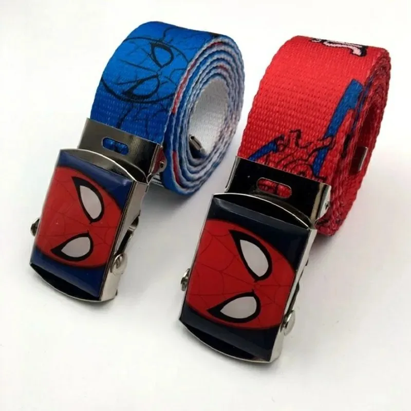 Marvel Avengers Movie Peripheral Belt Fashionable Cartoon Print Spider-Man Children's Adjustable Belt Stretch Canvas Belt Gift