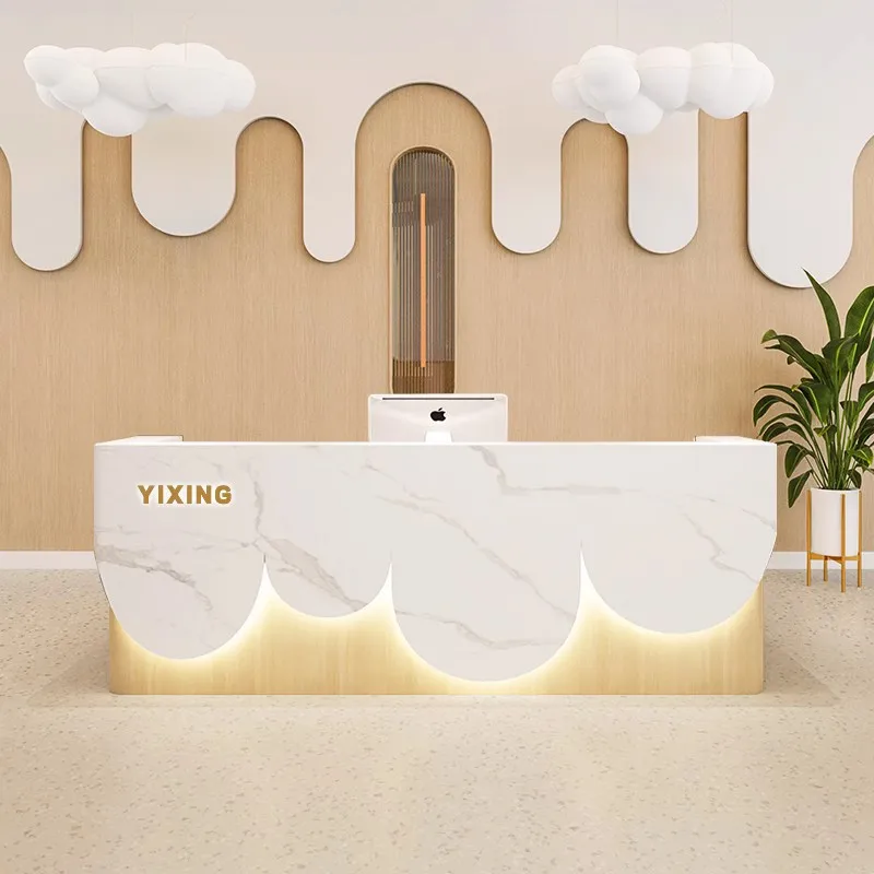 

Simple modern paint front desk kindergarten training institution company reception desk beauty salon cartoon bar checkout page