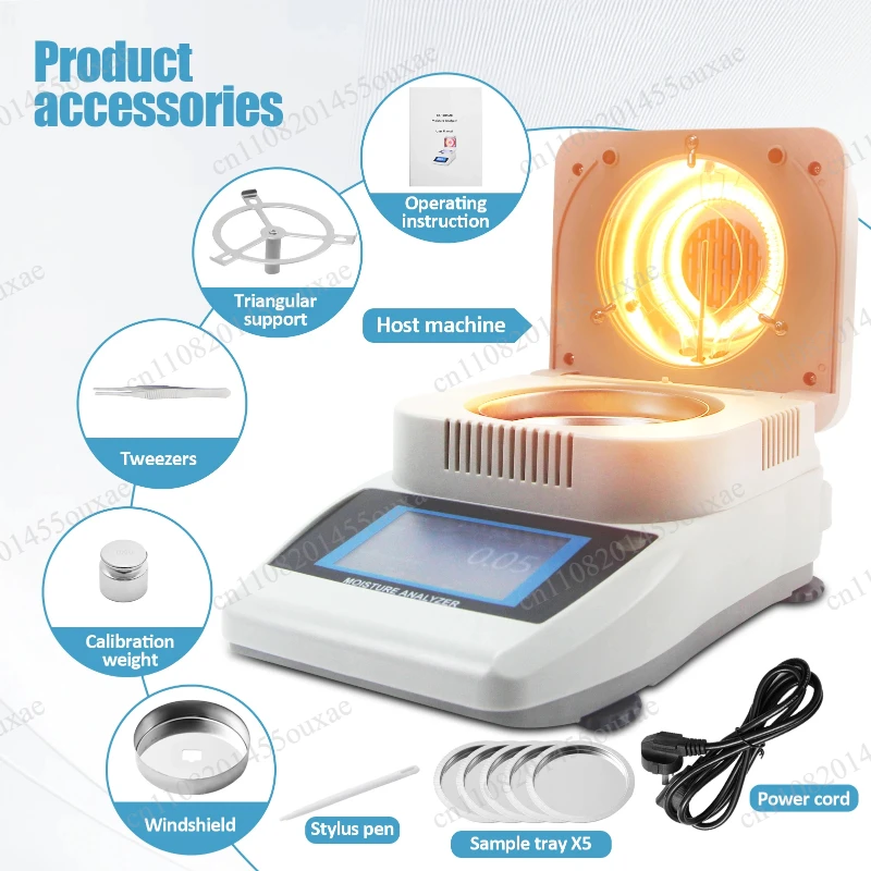 

120g Capacity Lab Moisture Tester Touch Screen Water Content Analyzer for Wood Grain Food Testing