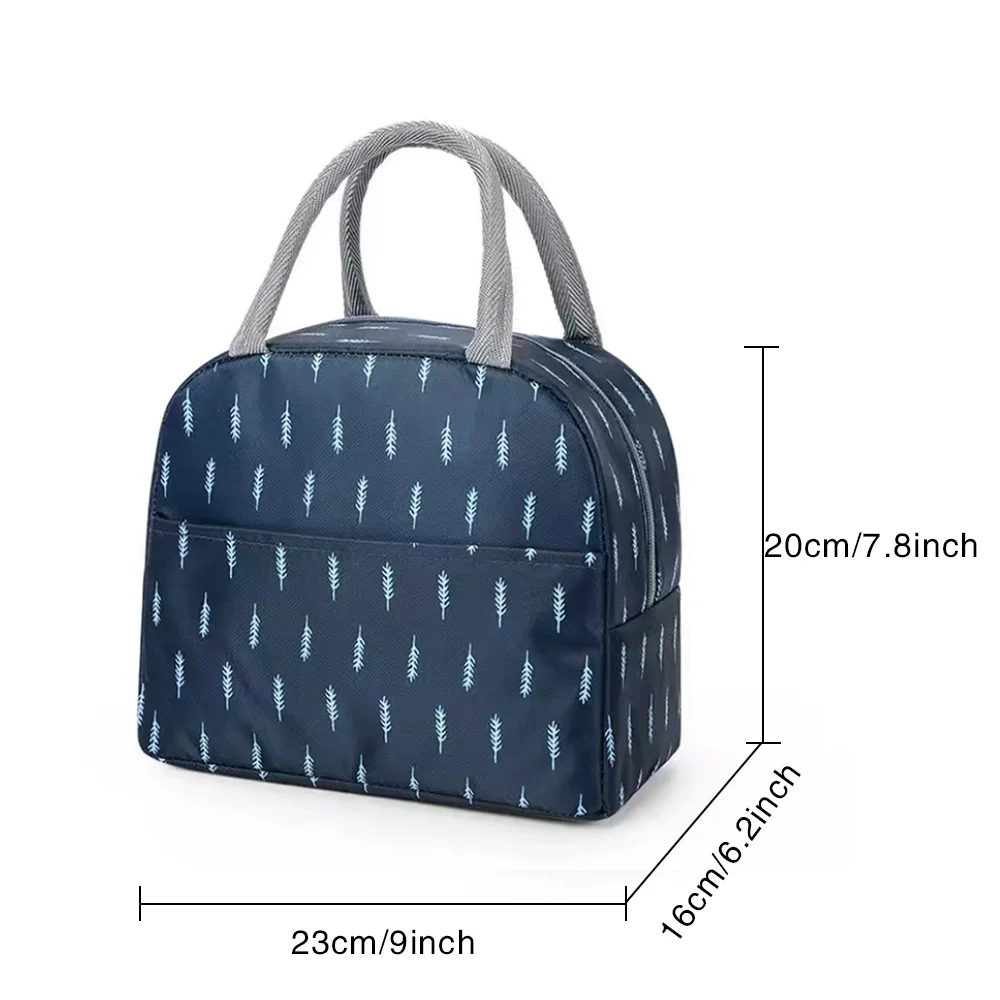 Cooler Bag Leaf Pattern Portable Zipper Thermal Lunch Bags Bear Letter Print Insulated Freezer Bag Camping Picnic Food Bag Tote