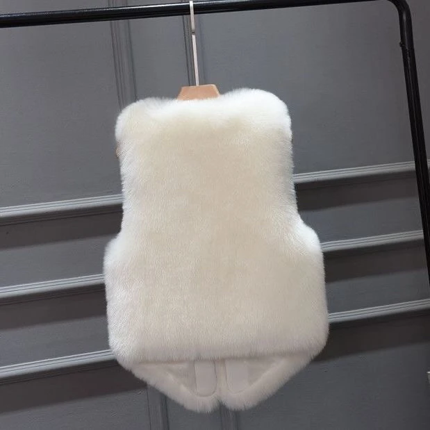 Autumn and Winter 2023 New Imitation Fur Vest Plush Rex Rabbit Hair Short Fashion Waistcoat Women and Girls Leisure PinK