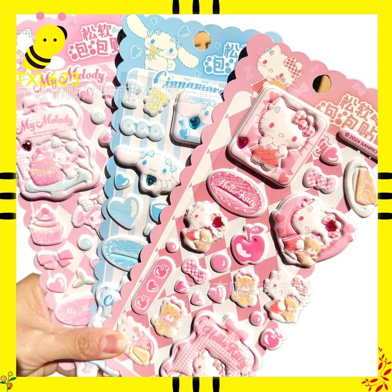 1-3pcs Echt Kt Kat 3d Leuke Stickers Nieuwe Melodie Bubble Stickers Student Geschenken Diy Dagboek Decoratie stickers Verjaardagscadeau