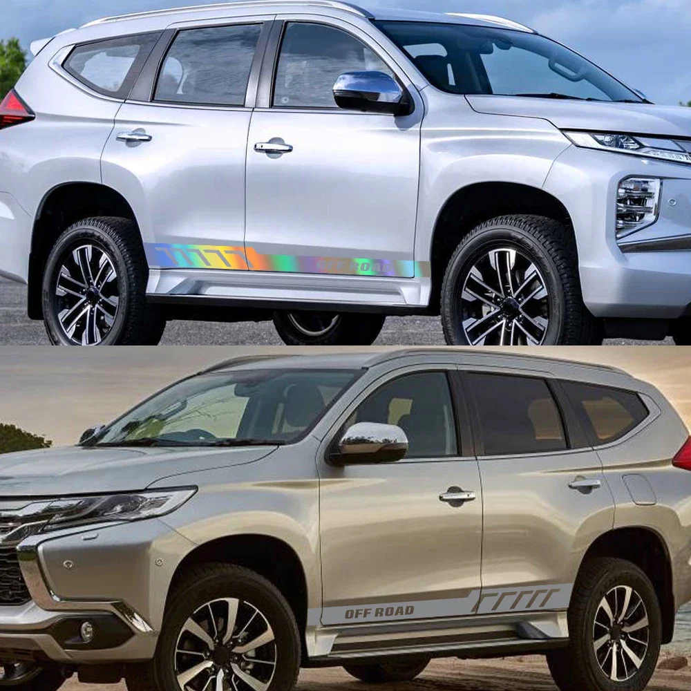 2Pcs PVC OFF‑ROAD Side Door Skirt Decal for Mitsubishi Pajero V80 V93 V97, Self‑Adhesive SUV Off‑Road Graphic Vinyl Sticker