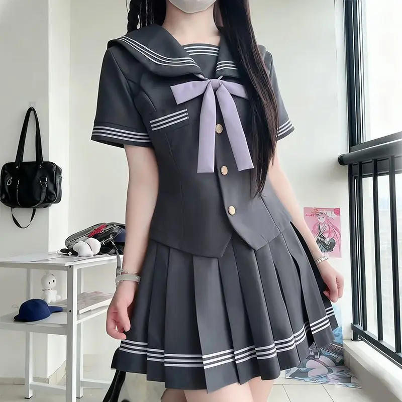 uniforme-escolar-jk-de-verano-2026-traje-de-marinero-de-manga-corta-estilo-universitario-conjunto-plisado-gris-oscuro-disfraz-de-nina
