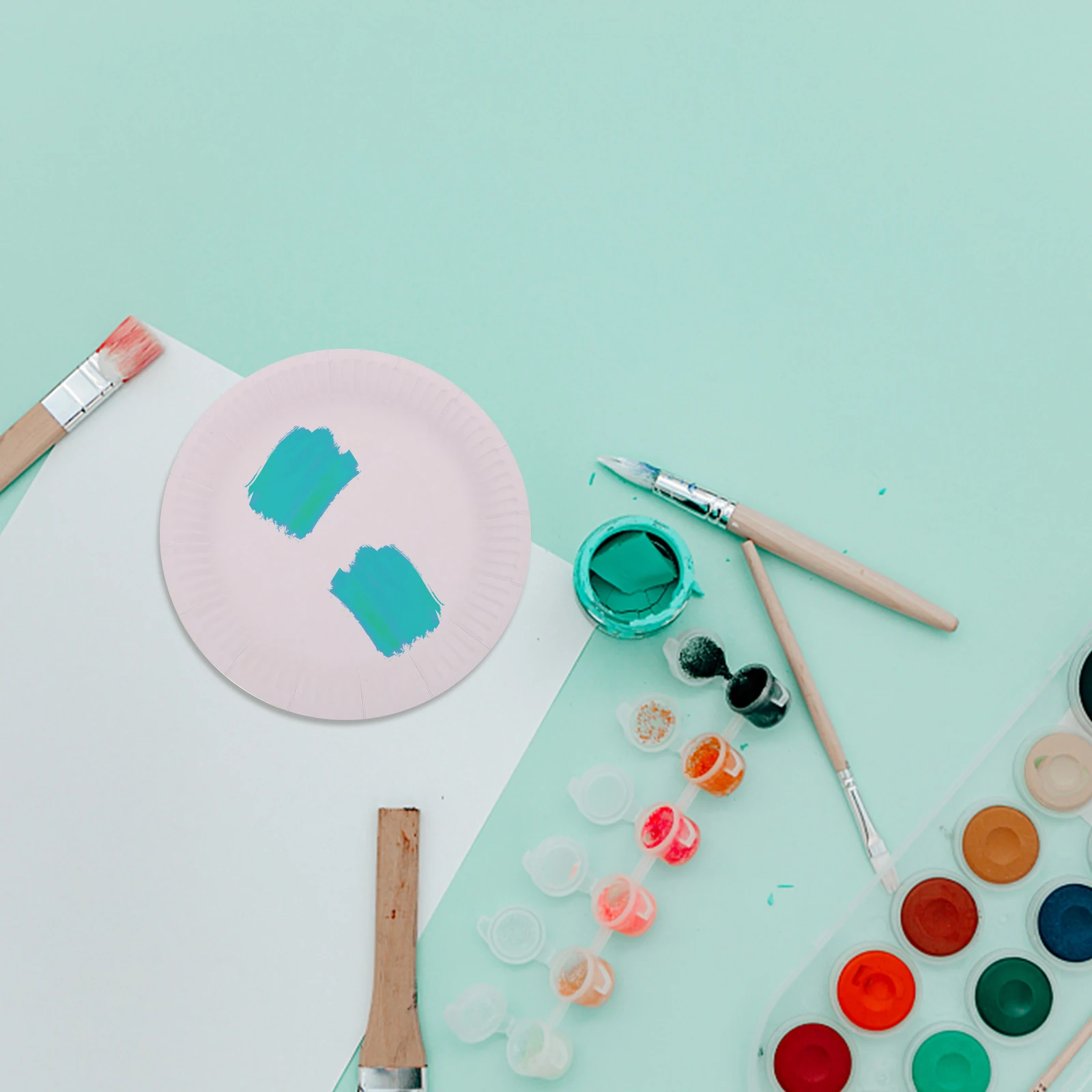 

50Pcs Paper Plates for DIY Leaf-Proof Not Easy to Deform Blank Painting Plates for Watercolor Gouache Acrylic Pigments