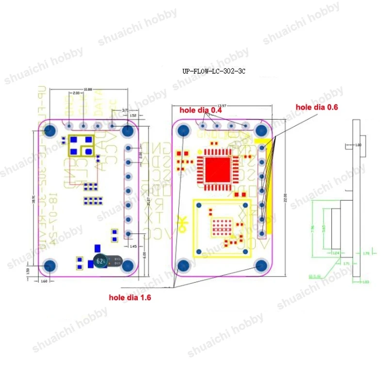 1 pz UPixels flusso ottico con misurazione della distanza modulo 2 in 1 uscita porta seriale 50 Hz con sensore immagine CMOS per drone RC FPV