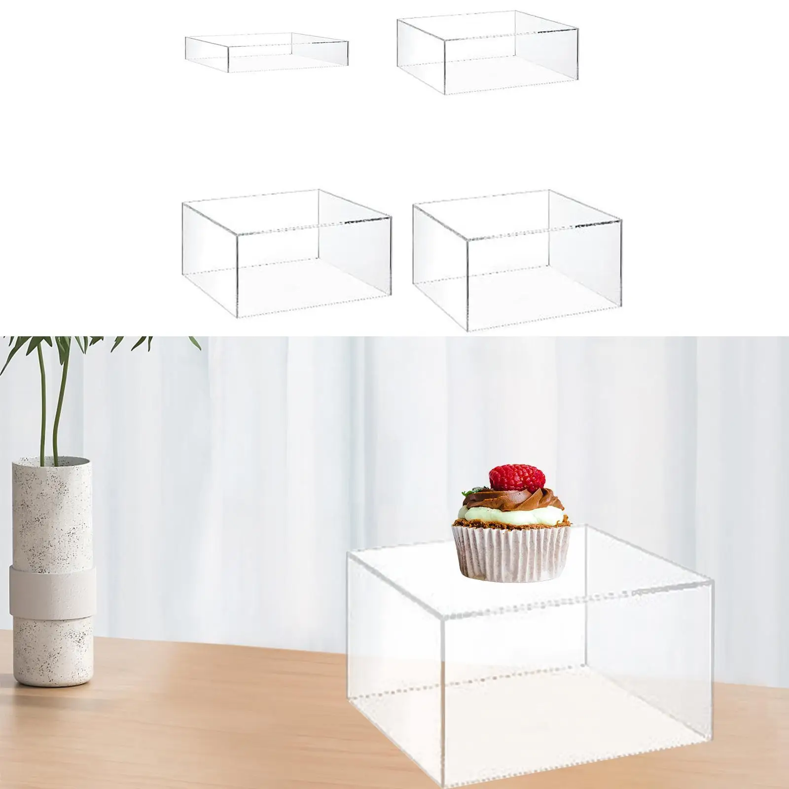 4x Acrylic Display Stand Server Dessert Holder for Spice Jars Perfume Pastry