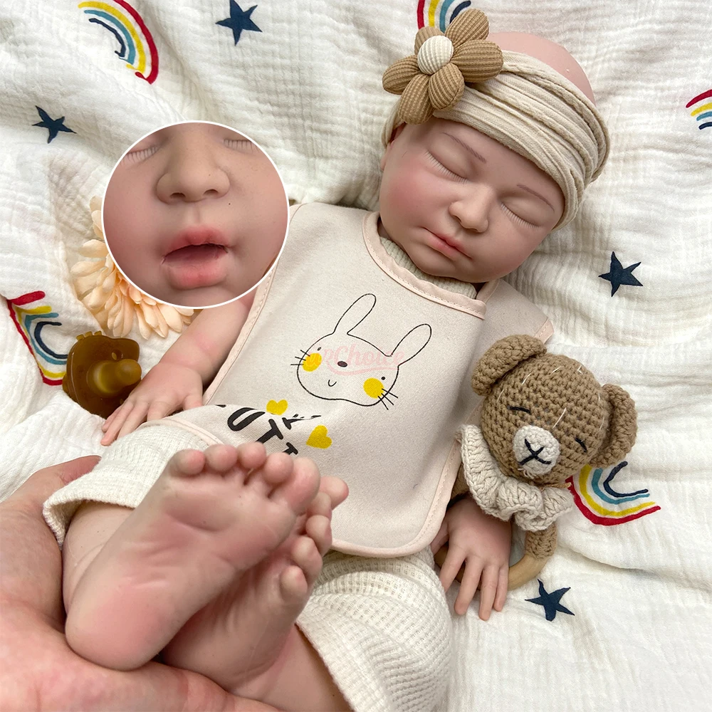 Pesado gordo 22 pulgadas boca abierta niña cuerpo completo de silicona renacido bebé anatómicamente correcto realista coleccionando muñeca de juego de rol