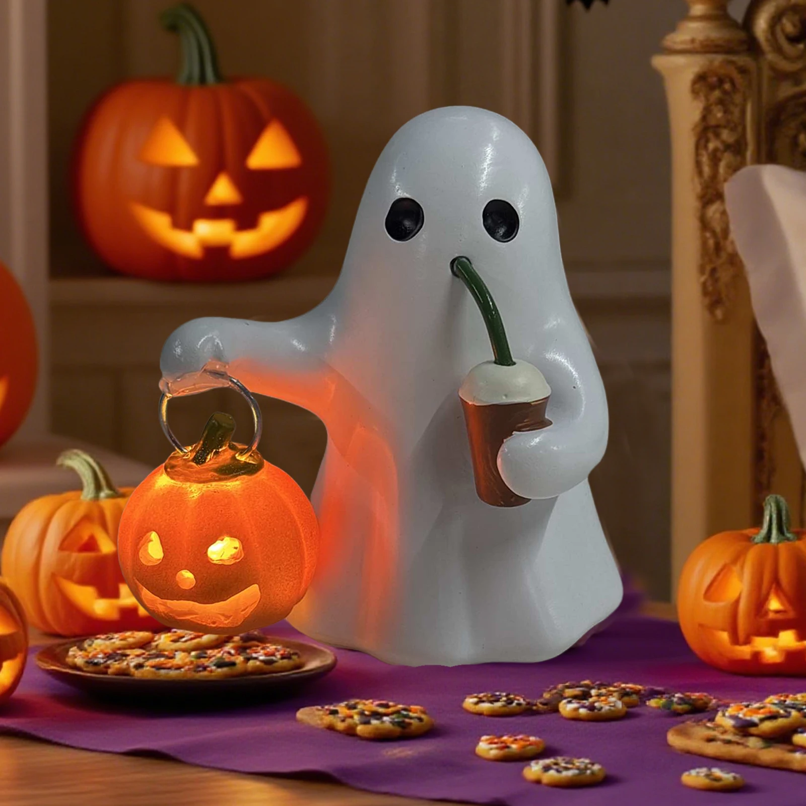 14/10 سنتيمتر هالوين لطيف شبح مصباح ضوء دافئ ثلاثية الأبعاد LED شبح ليلة ضوء بطارية تعمل بالطاقة جميل شبح تمثال ضوء ديكور المنزل