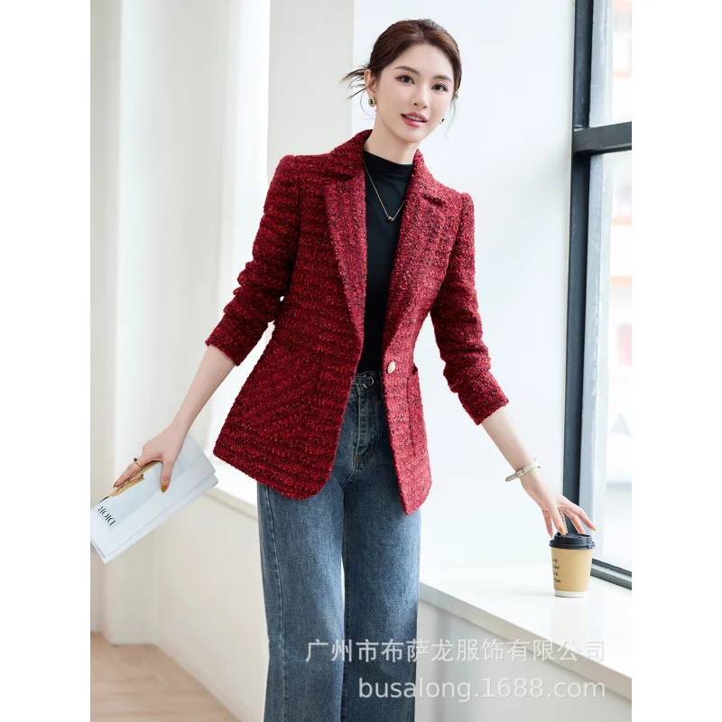 

2025New Model Busa DragonbusalongWomen's Long Sleeve Professional Blazer Formal Single Jacket Workwear2619