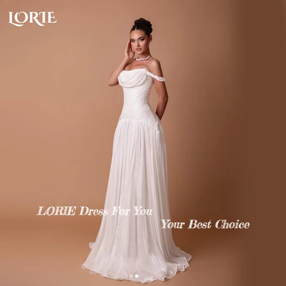 LORIE Modern Wedding Dress Off Shoulder Sweetheart Pleats A-line Bride Gown Satin Customized Corset Bride Dress Plus Size Dress
