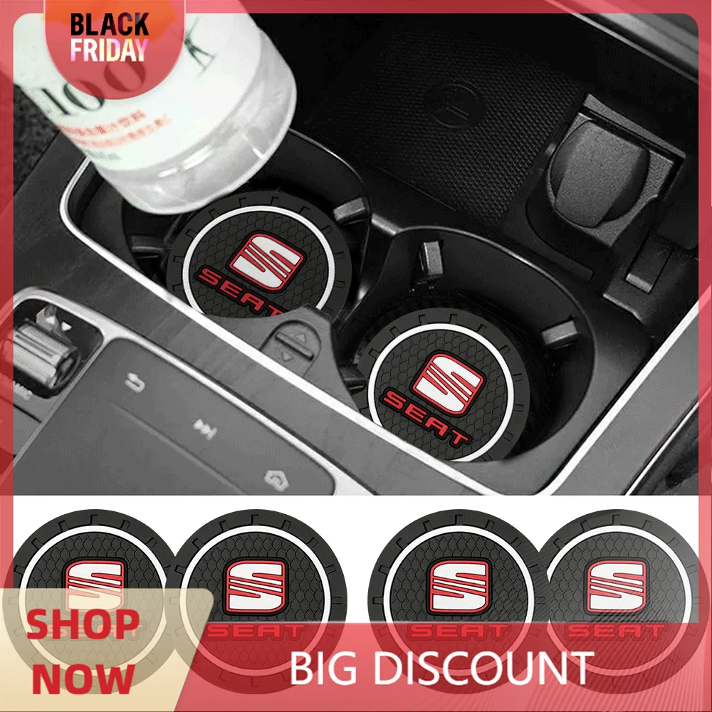 1/2Pcs Car Anti-Slip Silicone Pad Water Cup Holder Drink Coaster For Seat Leon 5f Ibiza Arosa Ateca Altea FR Arona Cupra Toledo