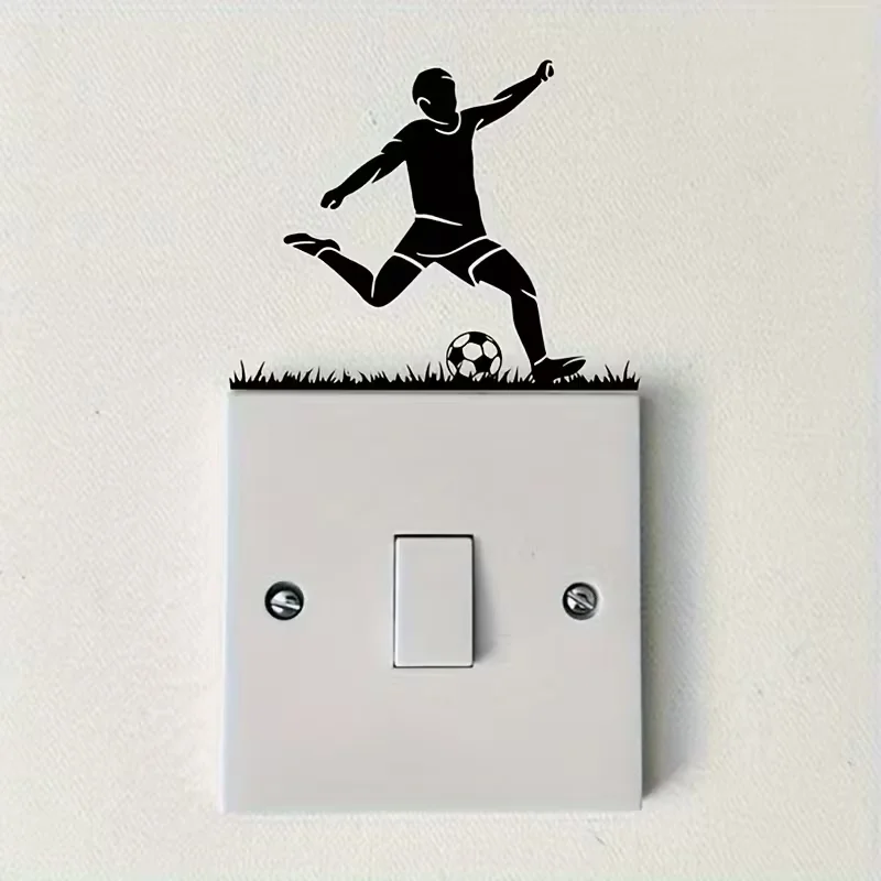 Single pack football player light switch sticker, football themed wall sticker, suitable for decorating rooms and cars