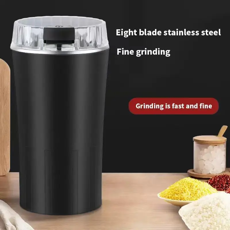 Electric Grain Spice Grinder 8 Stainless Steel Blades Fast Grind Compact Size for Small Family Kitchen Daily Use