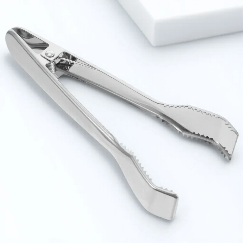 

1Pcs Stainless Steel Ice Clamp Multifunctional Food Tong Strong Steel Sawtooth Edge Prevent Slipping Ice Cubes