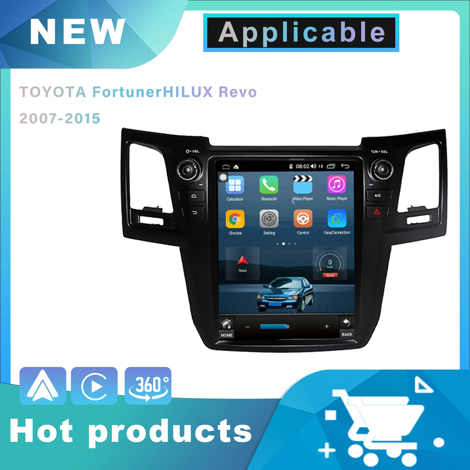 

Tesla Screen Android 11 Car Radio Stereo for Toyota Fortuner Hilux 2007- 2015 Audio Multimedia Player Gps Navigator DAB+ Carplay