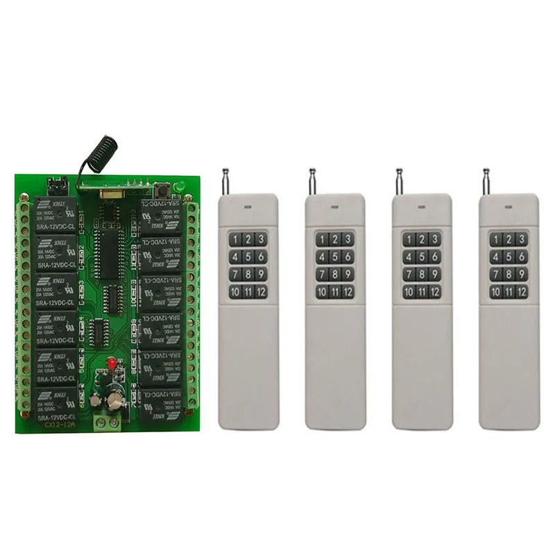 3000m DC 12V 24V 10A 12 CH 12CH RF sistema conmutador de control remoto inalámbrico transmisor + receptor/lámpara/puerta de garaje/persianas/ventana
