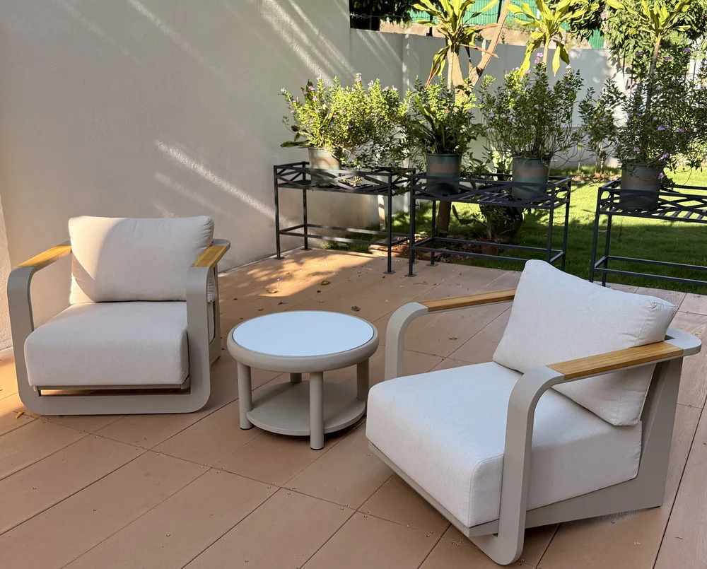 أريكة مفردة من الألومنيوم مع طاولة جانبية مستديرة #6