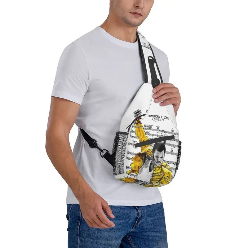 Freddie Mercury-Bolso de hombro personalizado para hombre, mochila cruzada para el pecho, mochila de viaje