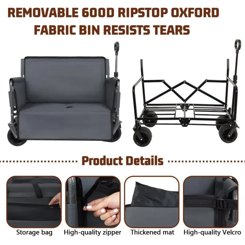 Wholesale price Foldable carbon steel four-wheel trolley Maximum load-bearing 150kg Portable garden camping sofa platform OEM