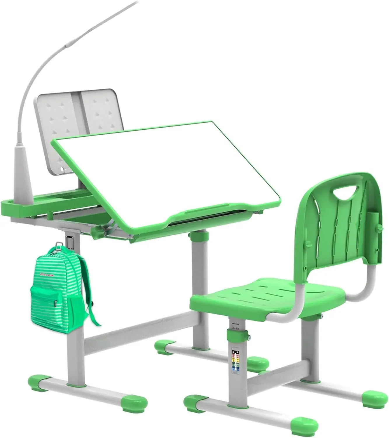 Kids Desk and Chair Set 5-8 Year Old, Kids School Desk for Kids Height-Adjustable Child Desk with 40-Degree Tilted Des