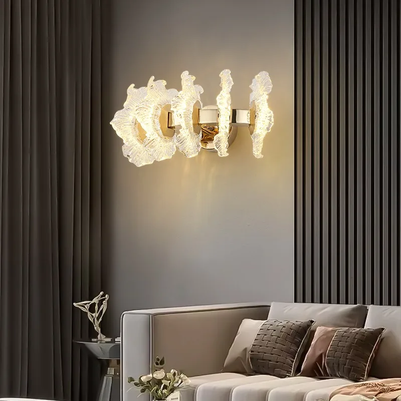 Modern Light Luxury Wall Lamp French Light Effect Acrylic Bedroom Bedside Lamp Living Room Background Wall Aisle Wall Lamp