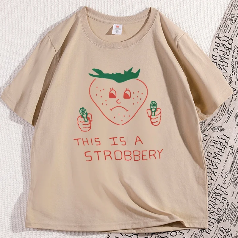 This Is Strobbery Funny T-shirt Retro Strawberry T Shirt Vintage Graphic Tee Comfortable Round Neck Printed Short Sleeve