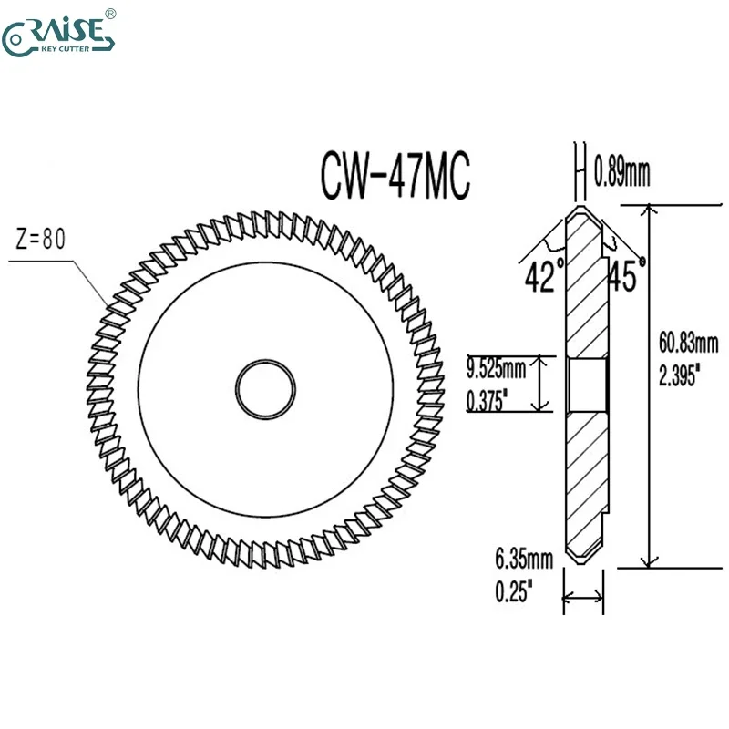 HPC CW-47MC 87° angle Cutter Compatible with HPC 1200 series Key Machines for Japanese and Korean automotive locks