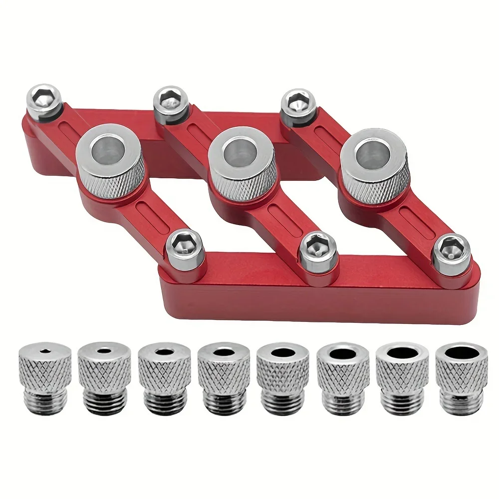 Woodworking self-centering tenon fixture 3-10mm 3-in-1 90-degree straight hole punching positioner, panel furniture DIY