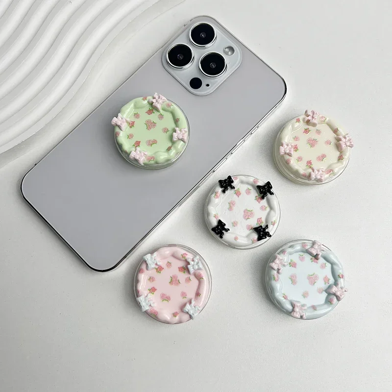 

Small Tray Cream Glue Phone Stand Desktop Retractable Foldable Holder Transparent Socket Talk Grip For Iphone 16