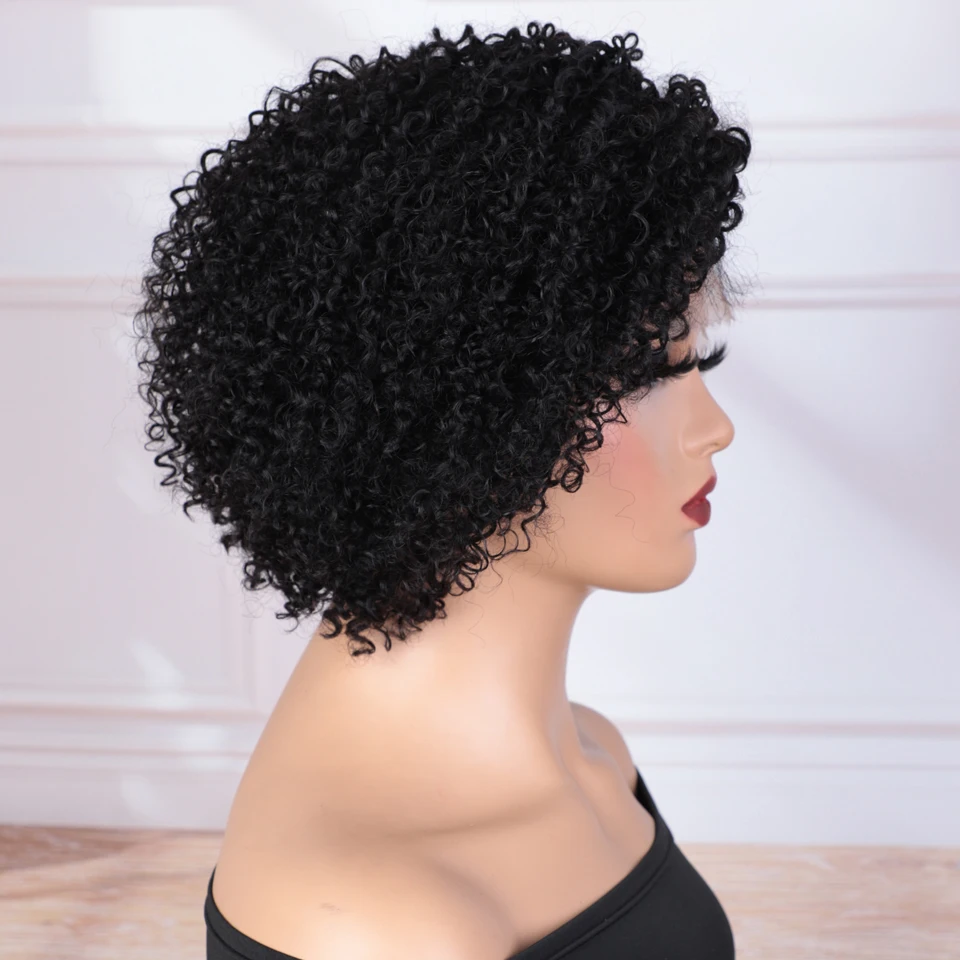 Lekker التخليص قصيرة عابث قطع غريب مجعد بوب C جزء الدانتيل الجبهة 100% خصلات الشعر المستعار الإنسان للنساء غلويليس شعر ريمي البرازيلي