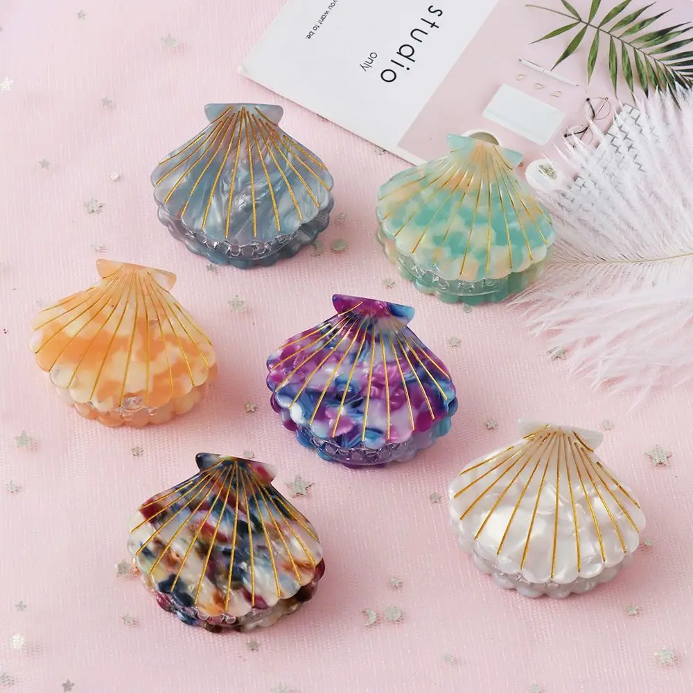 Acrylic Shell Hair Clips Women Hair Accessories Shell Shape Hair Claws Beach Hairpins Barrette Hair Crab Hairgrips Girl Headwear