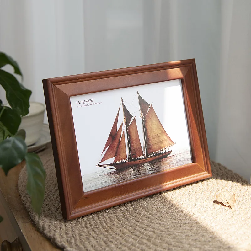 

Nordic High End Photo Frame American Solid Wood Retro Living Room Photo Transparent Creative Home Decoration Marco De Fotos FYPF