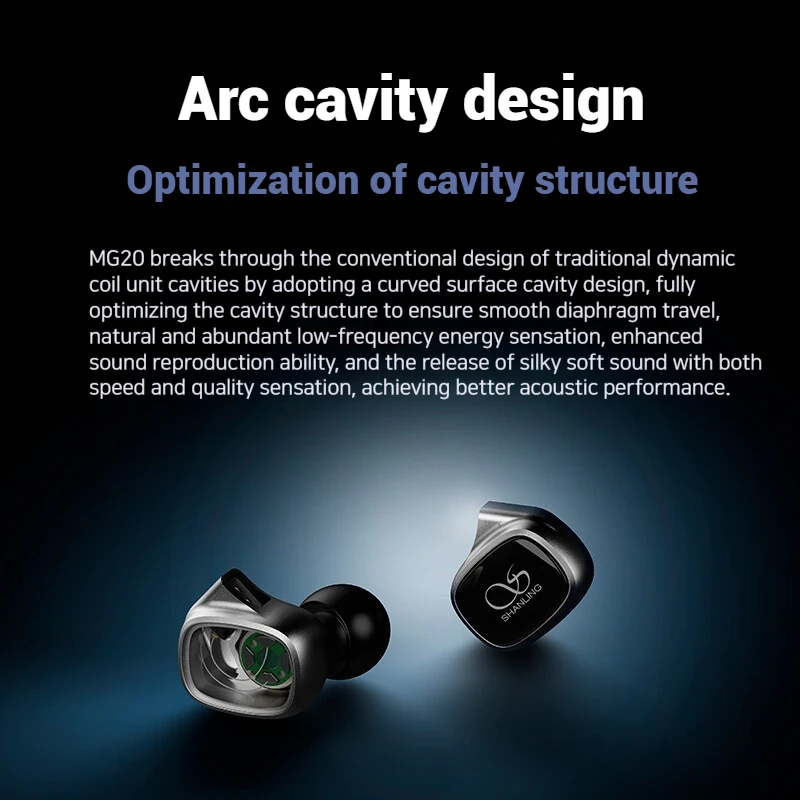 SHANLING MG20 10mm DLC Dynamic Driver Wired In-Ear HiFi Earphones 3.5mm/TYPE-C Hi-Res Music Earphone N52 Dual Magnetic PC Custom