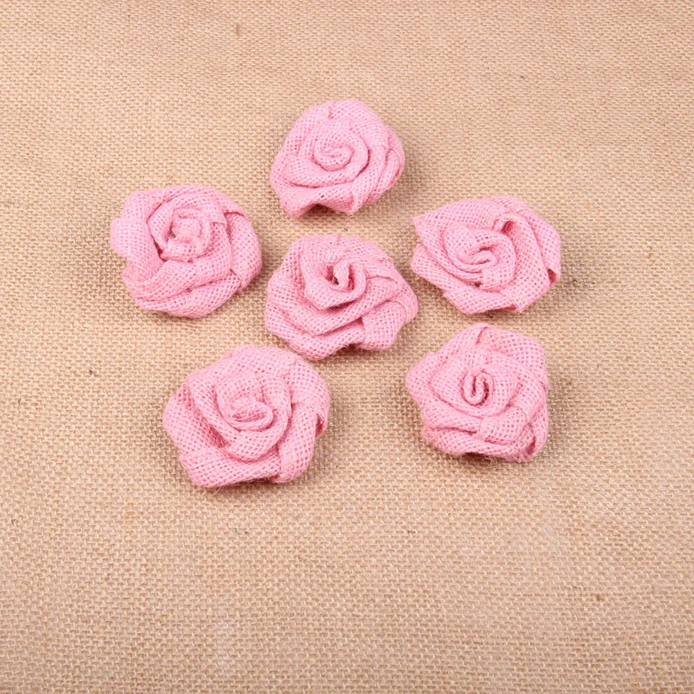

6 Pcs Jute Rose Flower Brulap Roses Hessian Christmas Tree Burlap Dinner Party Decoration