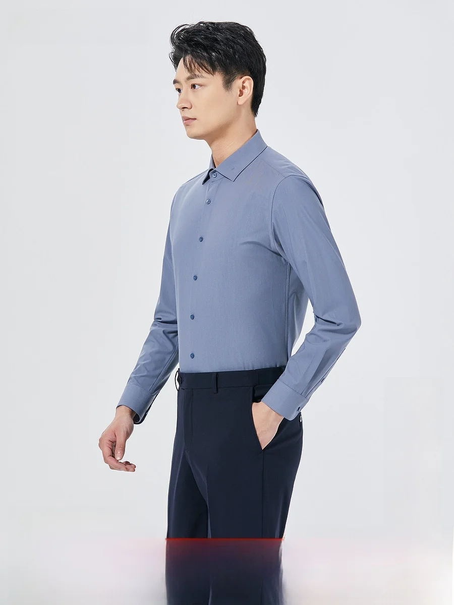 Lilanz Pure Color Shirt for Men Sharp Collar Micro Elastic Modal Fabric Business Casual Long Sleeve Autumn New Fashion Urban ...
