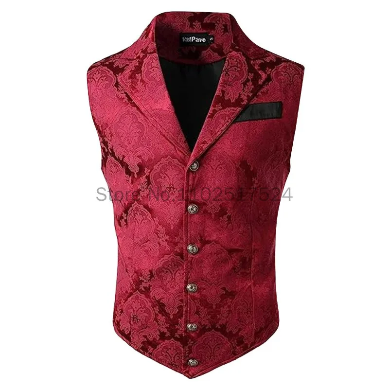 Mens Gotinc Jacket Victorian Suit Vest Steampunk Gothic Waistcoat Men\'s Casual Vest Stage Performance Costume Evening Dress