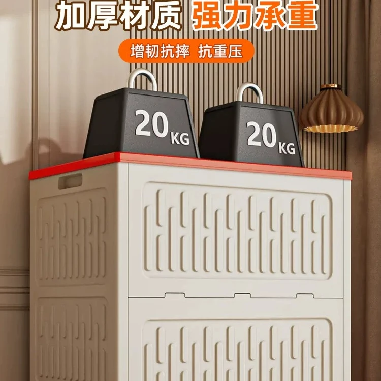 Large capacity foldable clothing storage box with flip lid, household cabinet for quilts, clothes sorting organizer for living