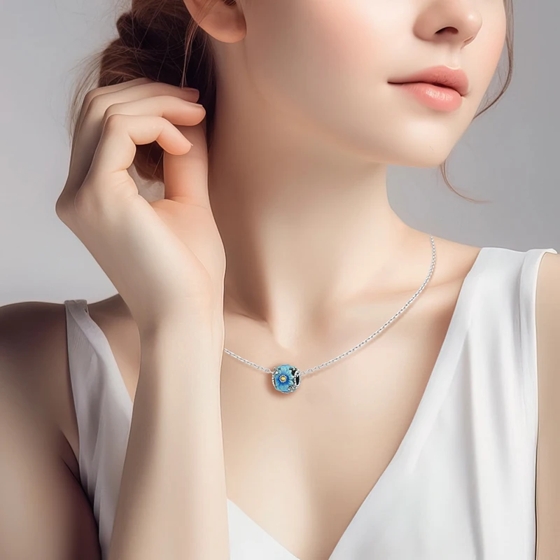 Ahthen 925 فضة رائجة البيع الخرز الأزرق ديزي استرخى سحر صالح ثعبان سلسلة أساور القلائد للنساء صنع المجوهرات