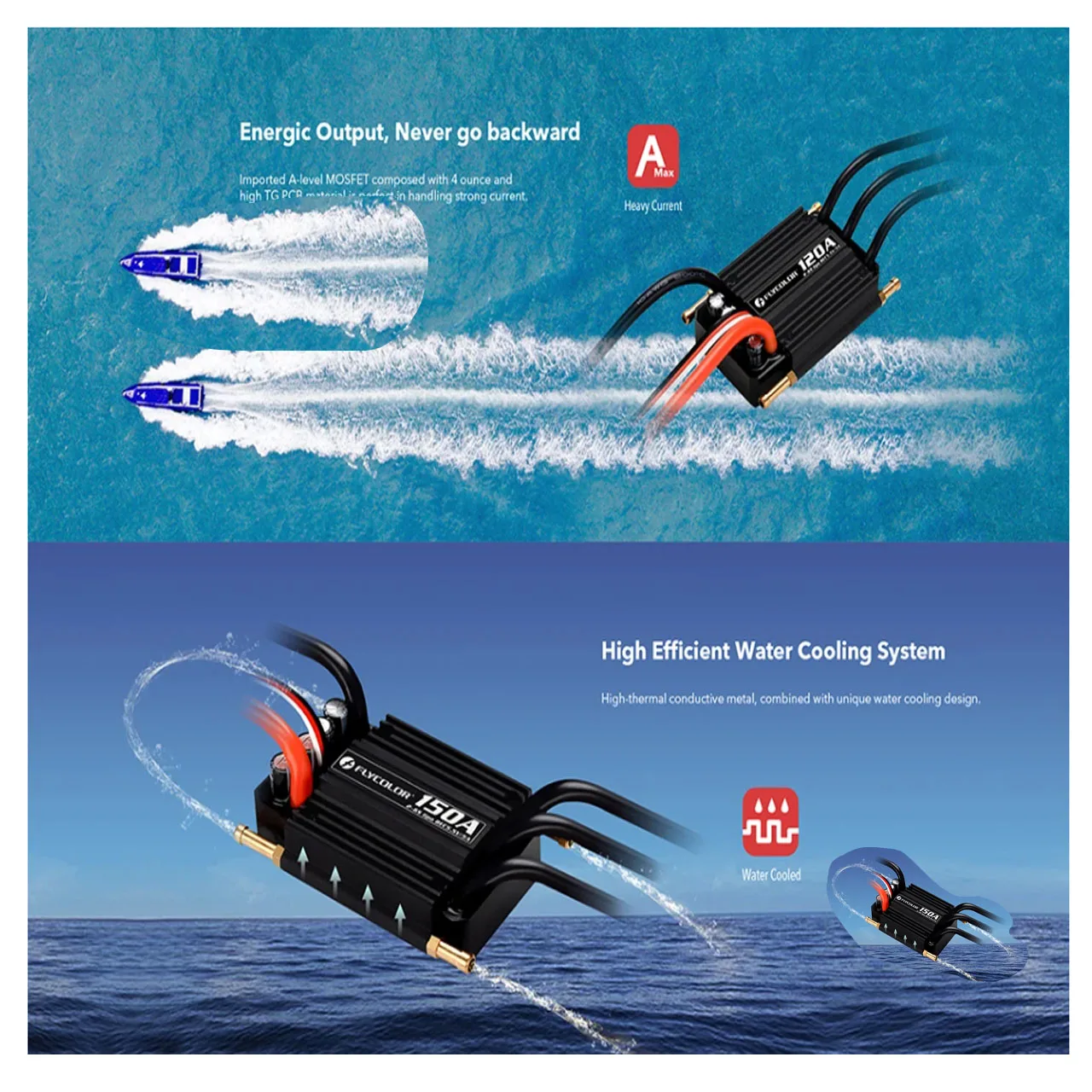 Flycolor 50A/70A/90A/120A/150A Speed Controller Brushless ESC Support 2-6S BEC 5.5V/5A for Model Ship RC Boat