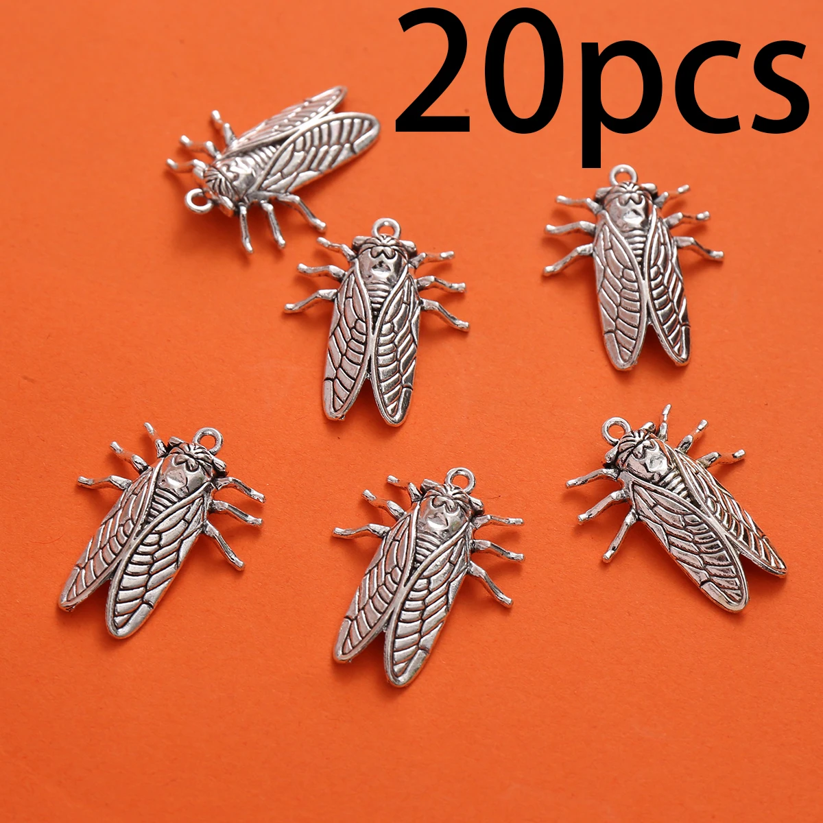 20 Pieces of Textured Cicada Pendants, Simple Insect-Shaped Golden Cicada Pendants with Wings, Suitable for DIY Bracelets, Necklaces, and Earrings, Symbolizing Handmade Beaded Jewelry Accessories